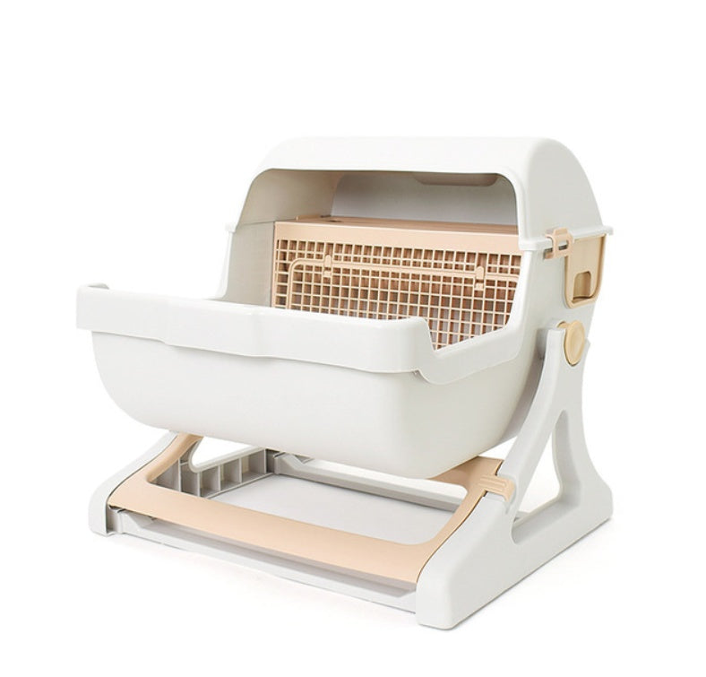 Cat Litter Box Semi-Enclosed Pet Toilet Pan Trainer