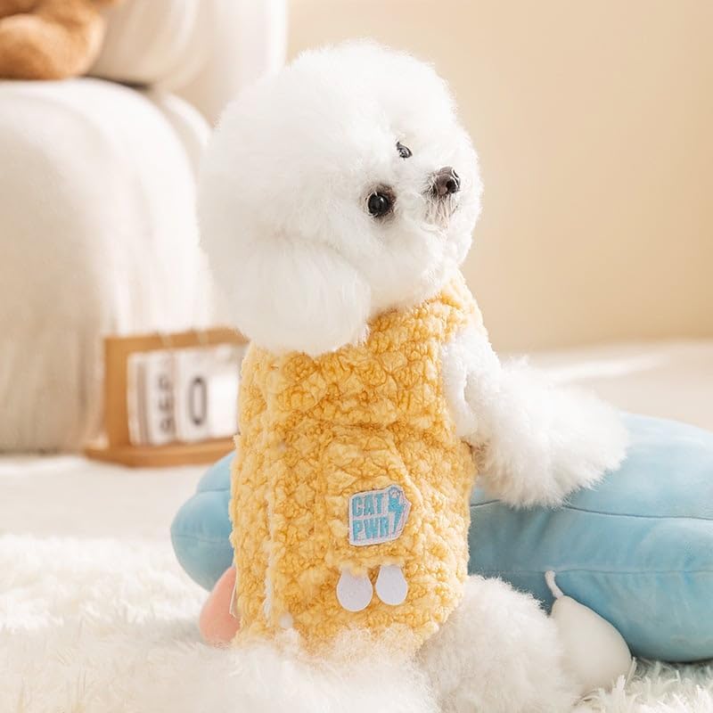 Cozy Winter Plush Dog Jacket Soft Fleece Lining Adorable Patches Design Pet Coat For Small Medium Dogs With D Ring | Purrfect Pet Kingdom