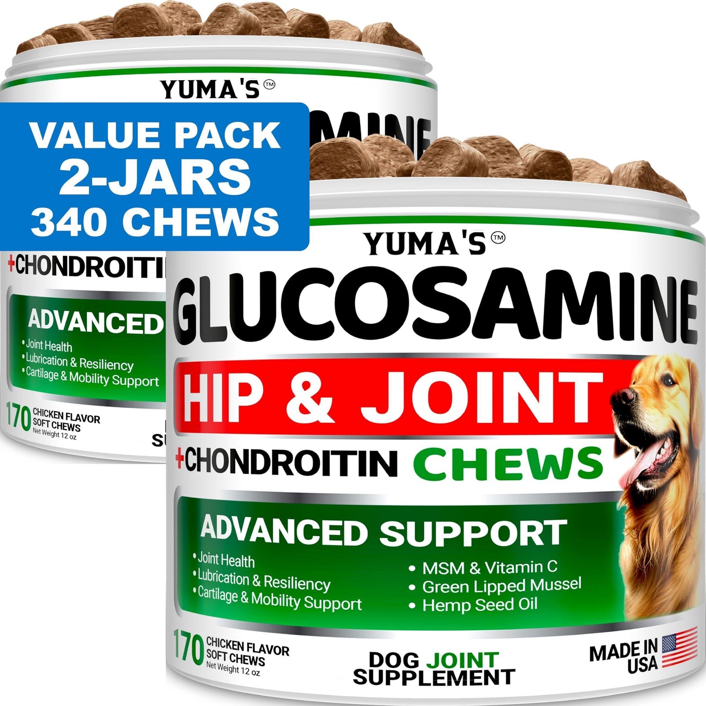 Glucosamine for Dogs 2-Pack Joint Pain Relief Chews