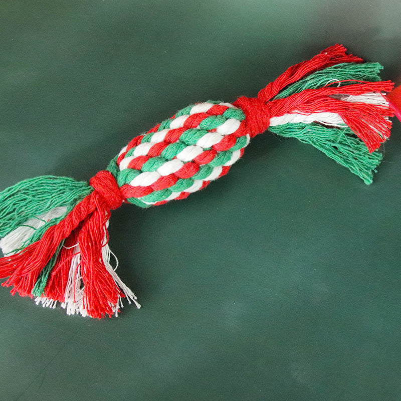 Christmas Pet Cotton Rope Cane Toy Set Bite-resistant Molar Interactive Dog Toy Teeth Clean Festive Toy For Small Medium Dogs - Majestic Pet Kingdom