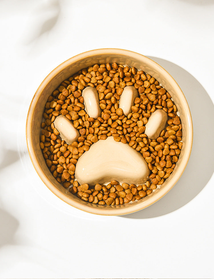 Dog Bowl Ceramic Japanese Style Hand-Painted Food Water Dish - Detail Angle 4 | Majestic Pet Kingdom