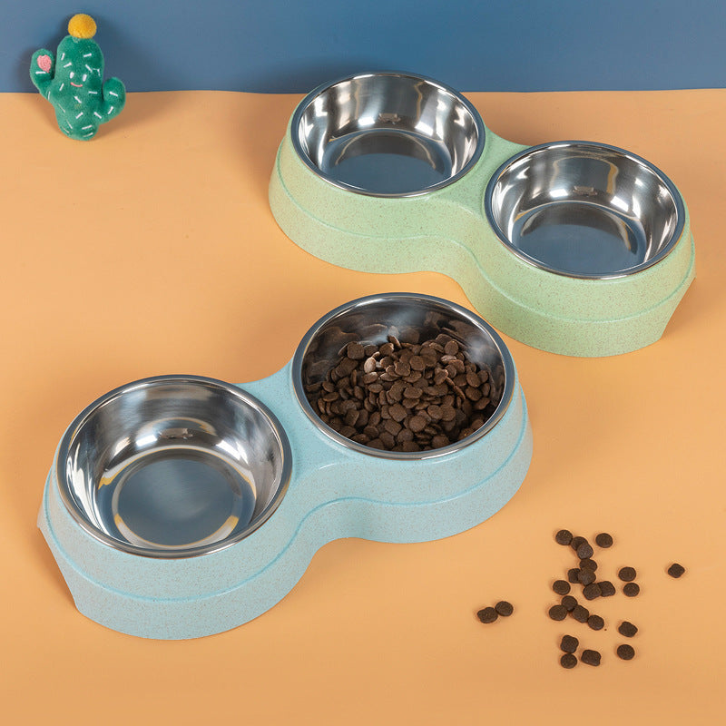 Double Pet Bowls Dog Food Water Feeder Stainless Steel Pet Drinking Dish Feeder Cat Puppy Feeding Supplies Small Dog Accessories - Majestic Pet Kingdom