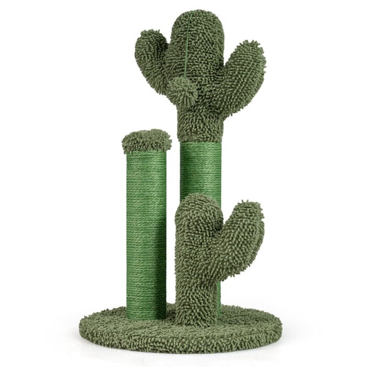 22 Inch Cactus Cat Scratching Post with Natural Sisal Rope-Green | Purrfect Pet Kingdom