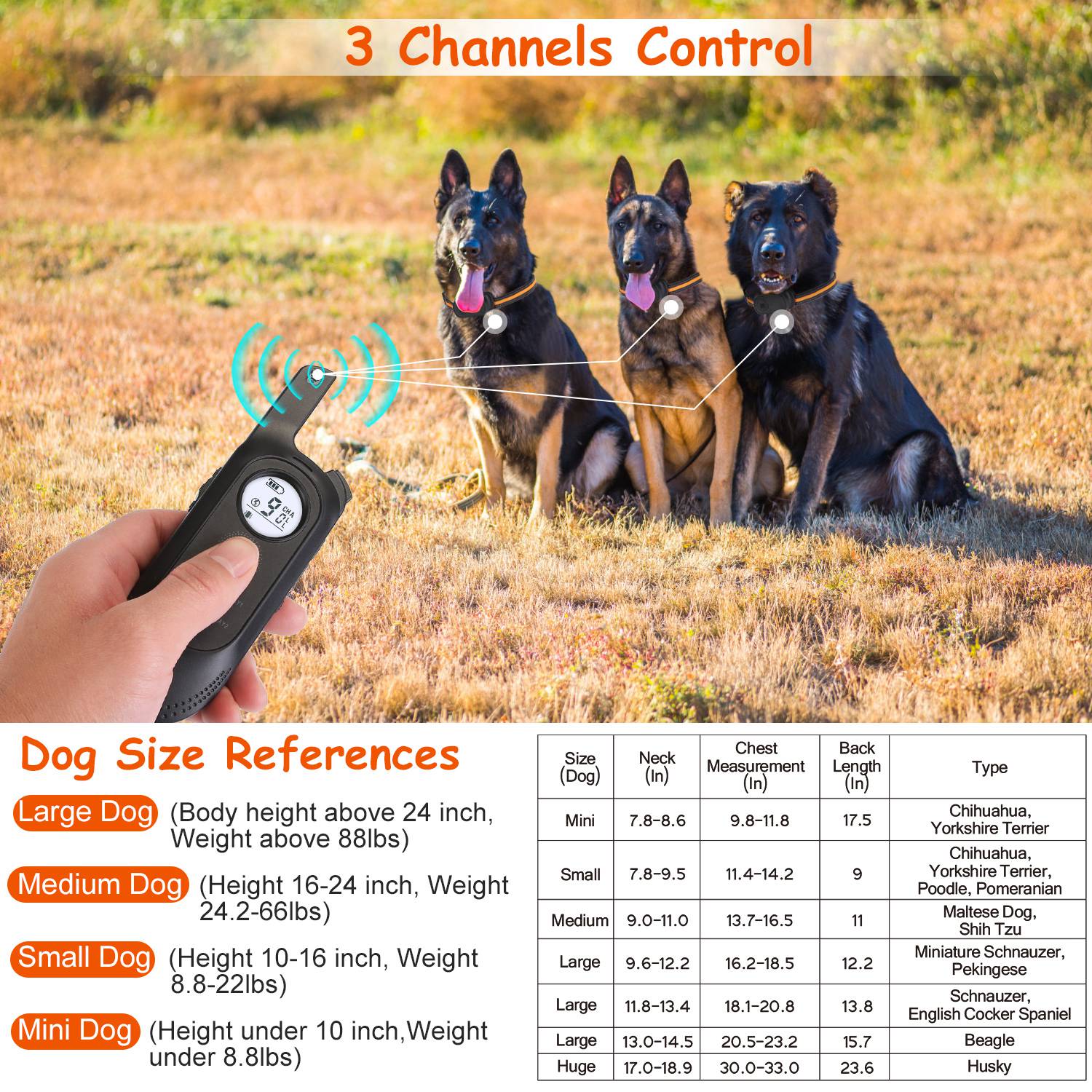 984FT Dog Training Collar IP65 Waterproof Pet Beep Vibration Electric Shock Collar 3 Channels Rechargeable Transmitter Receiver Trainer with Recording - Majestic Pet Kingdom