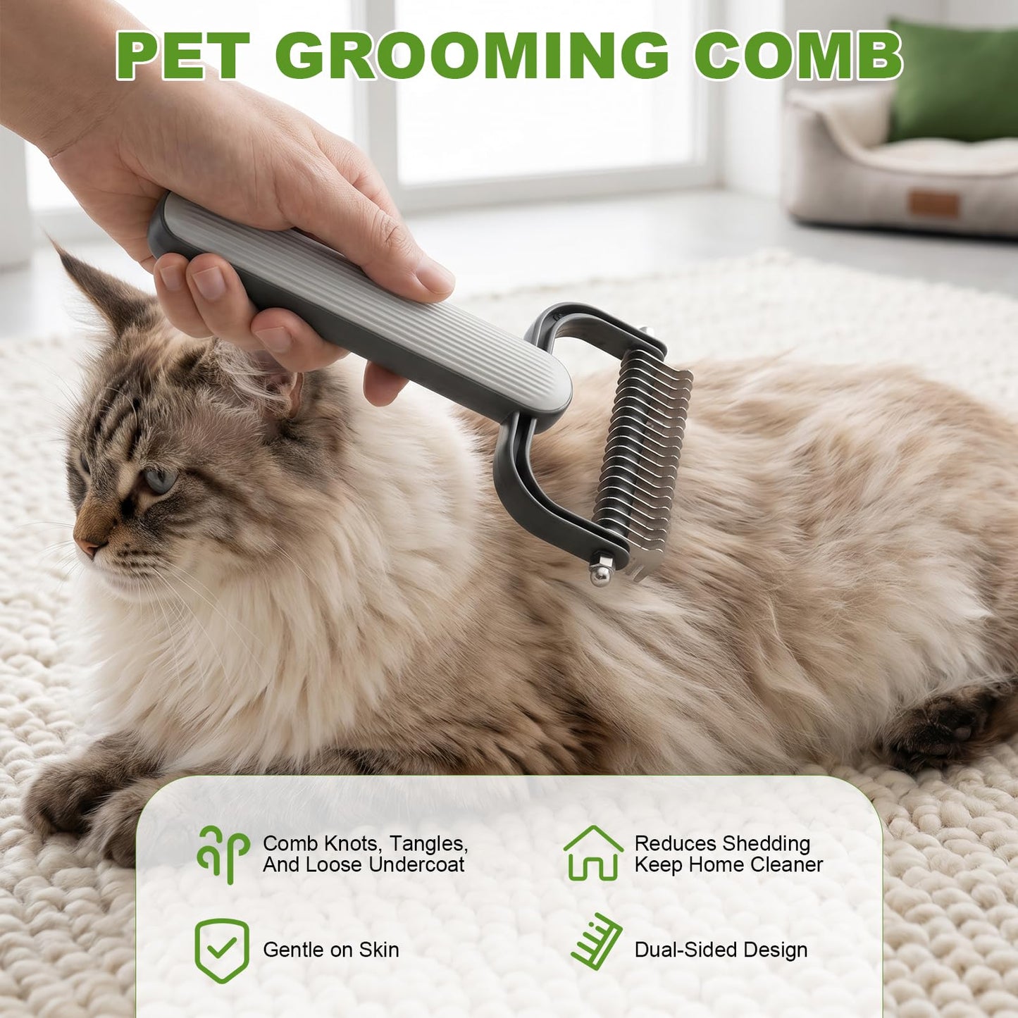 Dog Grooming Rake Double-Sided Dematting Undercoat Comb Tool - Detail Angle 3 | Majestic Pet Kingdom