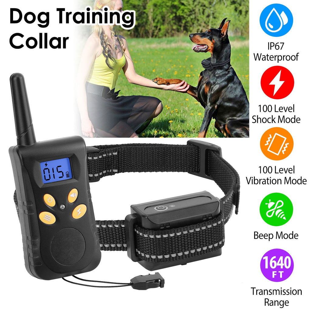 Dog Training Collar IPX7 Waterproof Pet Beep Vibration Electric Shock Collar Rechargeable Transmitter Receiver Trainer w/ Remote - Majestic Pet Kingdom