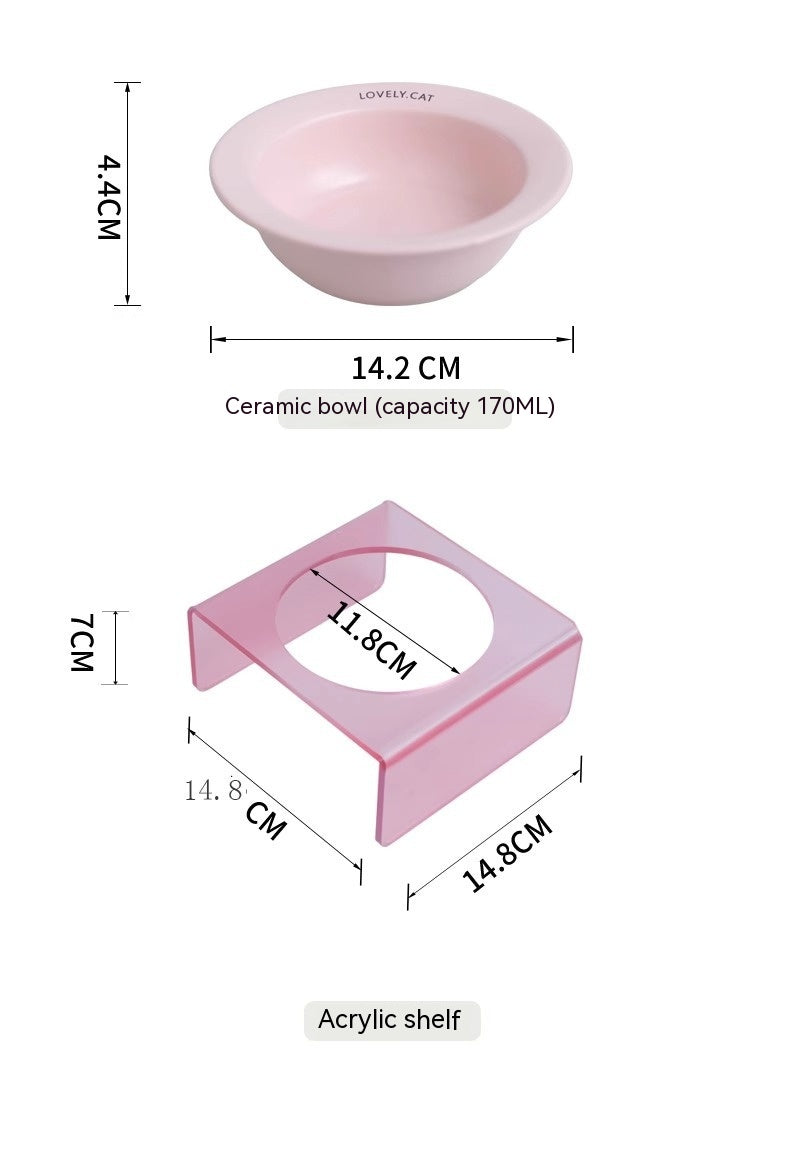 Pet Bowl High Foot Acrylic Rack Cat Ceramic