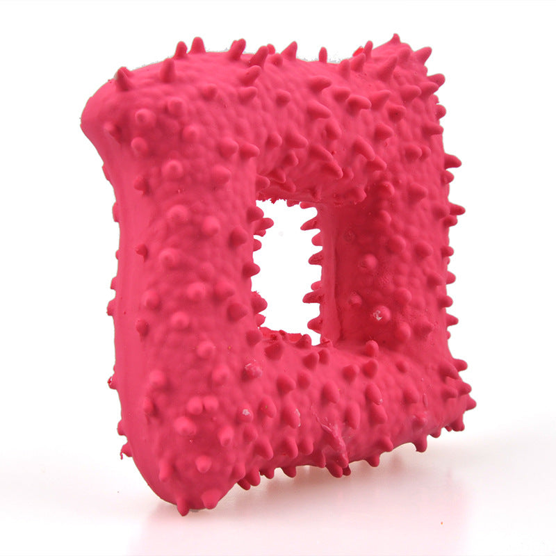 Dog Toy Spiked Bone Natural Latex Squeaky Dental Chewing Play - Detail Angle 6 | Majestic Pet Kingdom