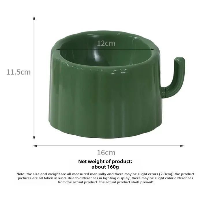 New Solid Color High-Stand Cater Bowl For Cats Large Mouth Anti-Overturn Anti-Slip Cat Bowl With Cactus Design