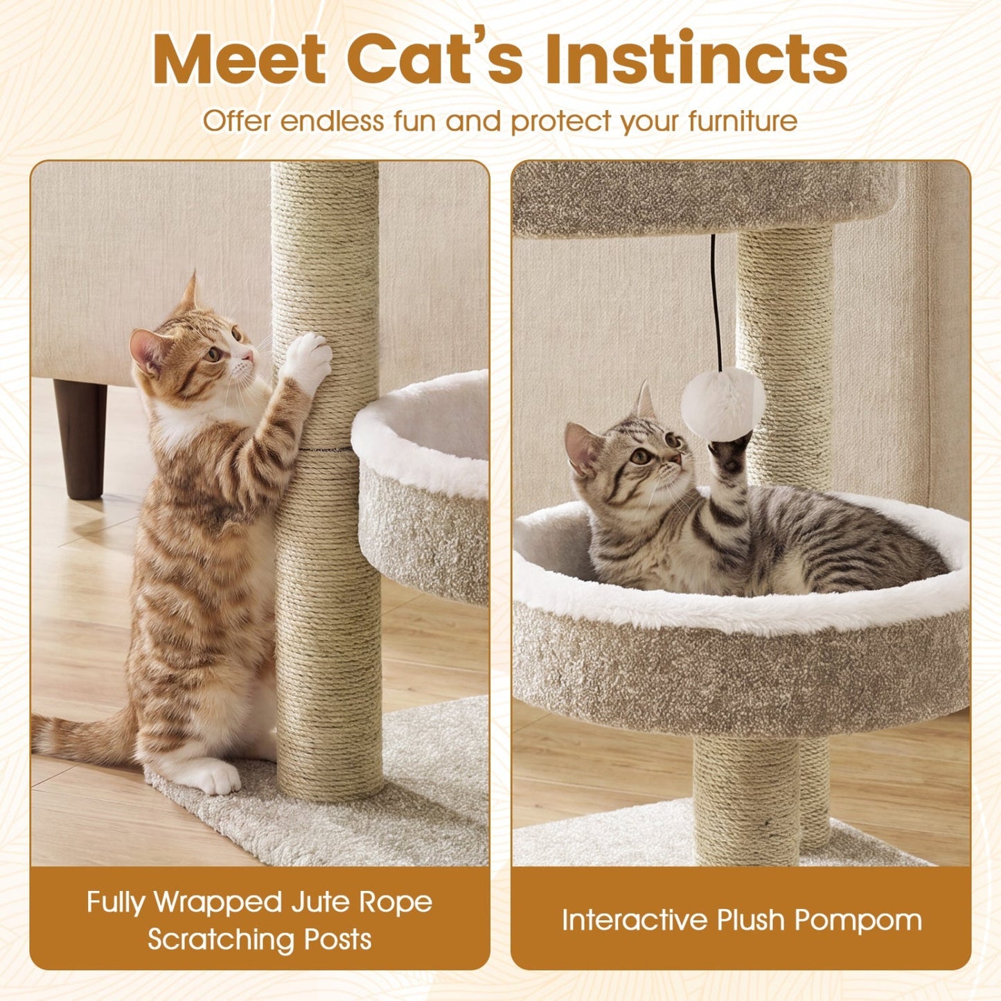 24" Cat Tower with Plush Perches & Scratching Posts | Purrfect Pet Kingdom