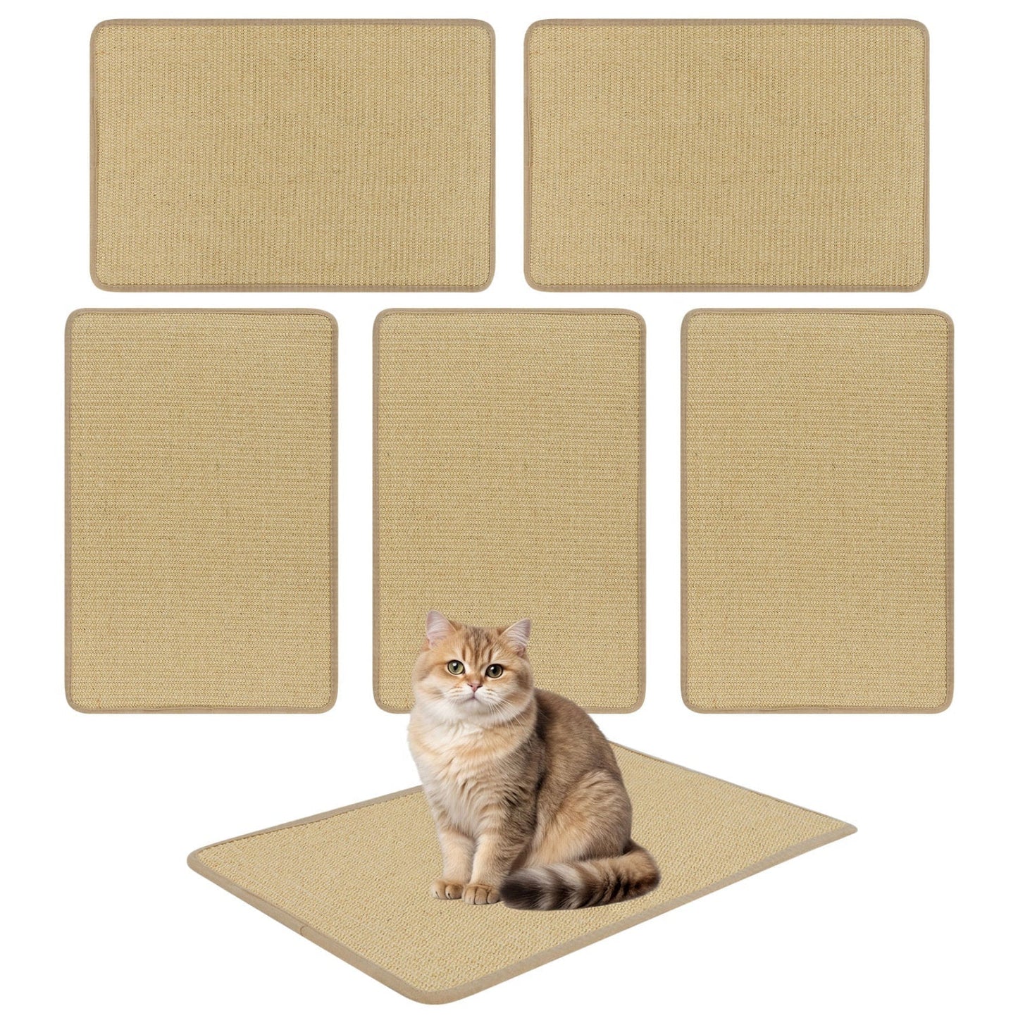 Cat Scratcher Mat Set - 6 Piece Natural Sisal Furniture Protector | Purrfect Pet Kingdom