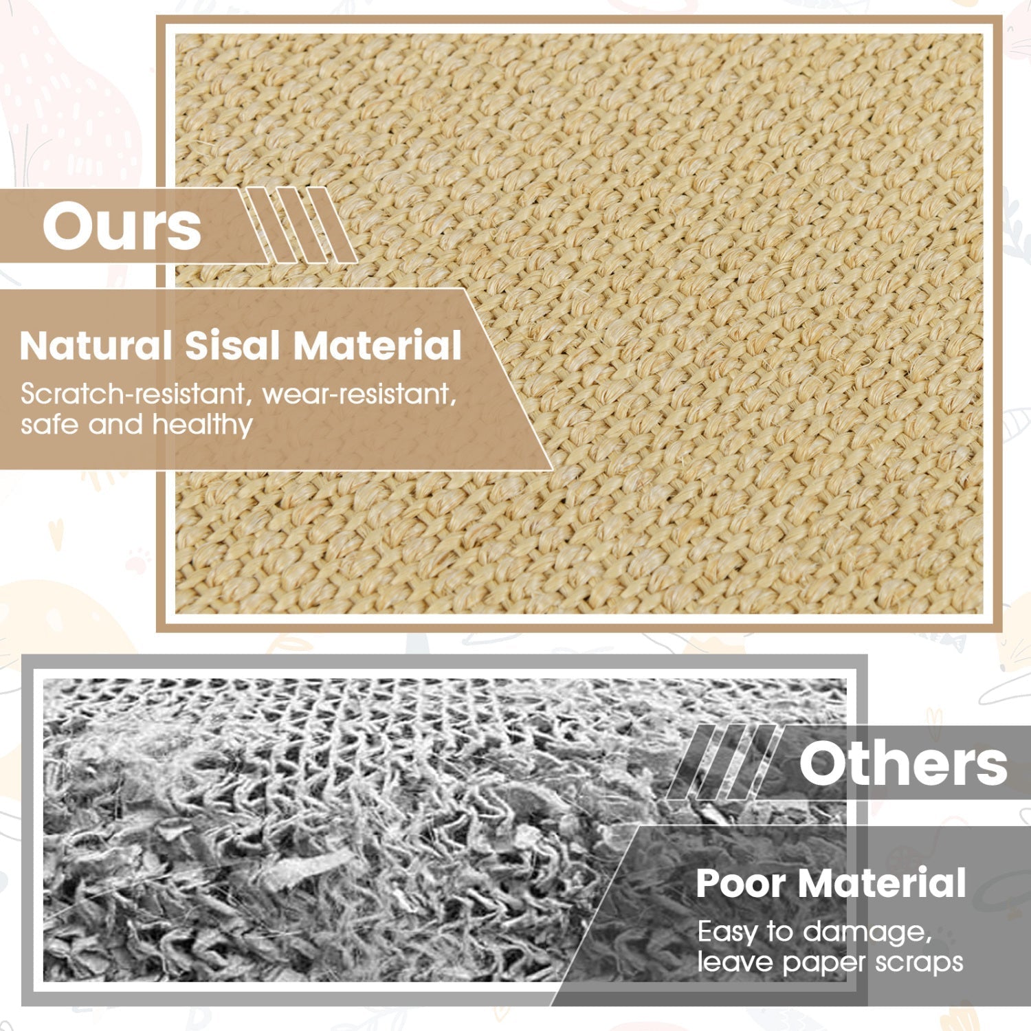 Cat Scratcher Mat Set - 6 Piece Natural Sisal Furniture Protector