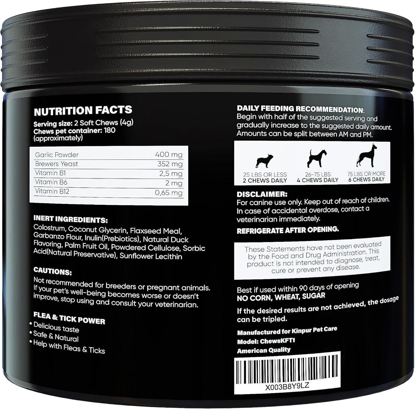 Flea & Tick Chews for Dogs - Duck Flavor 180 Count