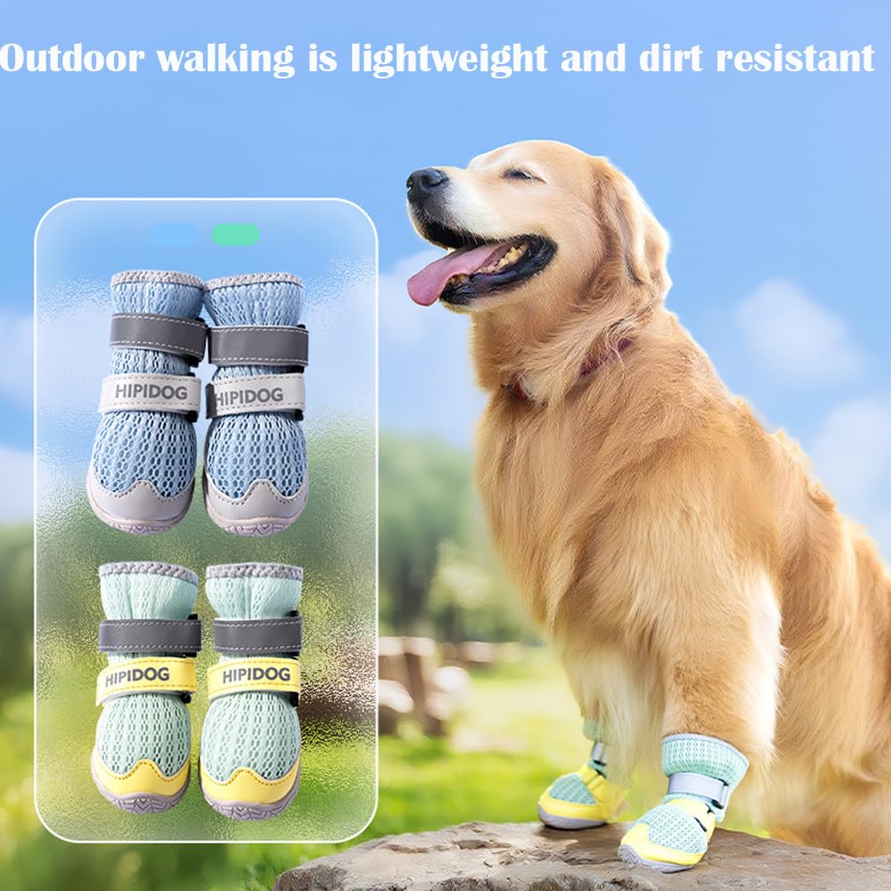 Dog Shoes For Large Small Medium Dogs,Dog Boots With Reflective Rugged Anti-Slip Sole And Skid-Proof,Breathable Dog Boots For Summer, Paw Protector For Outdoor Walking - Majestic Pet Kingdom