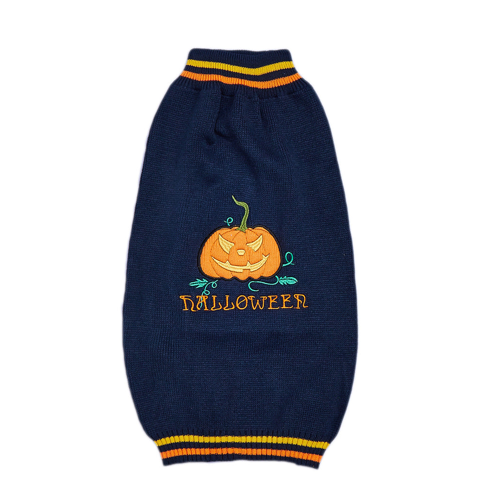 New Halloween Pumpkin Pet Sweater In Blue - Majestic Pet Kingdom