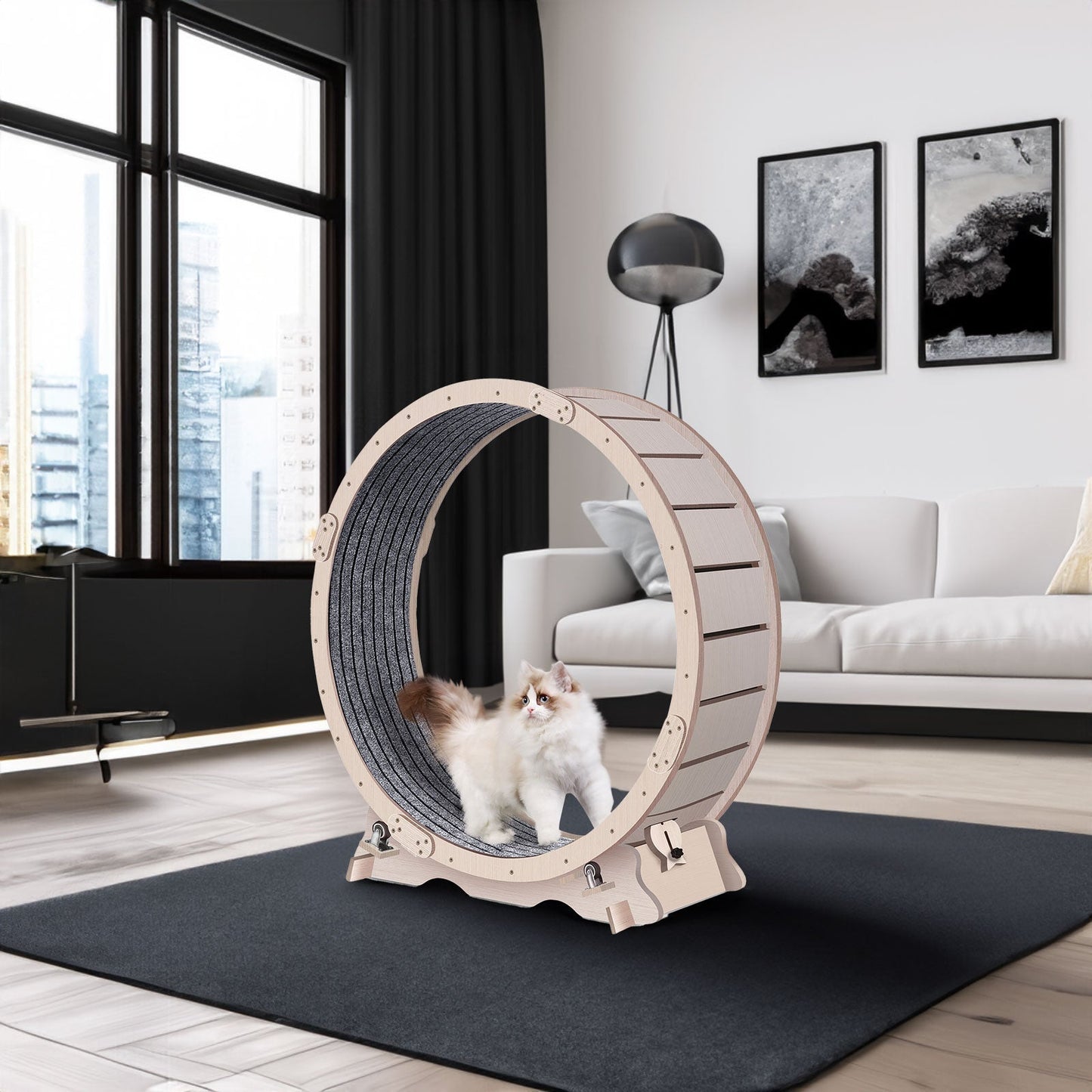 Cat Exercise Wheel for Indoor Cats, Cat Running Wheel with C