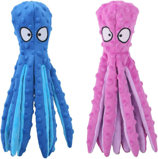 Dog Squeaky Toys Octopus No Stuffing Crinkle Plush Toys For Puppy Teething Durable Interactive Chew Toys For Small Medium And Large Dogs Training And Reduce Boredom