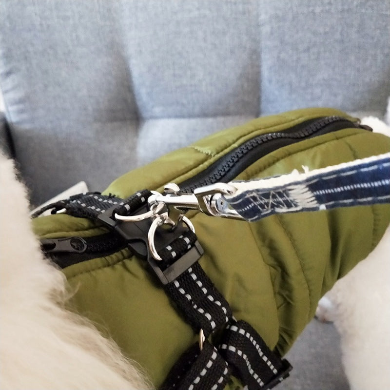 Waterproof Dog Clothes Winter Dog Coat With Harness Warm Pet Clothing Big Dog Jacket Chihuahua Labrador Coat Costume - Majestic Pet Kingdom