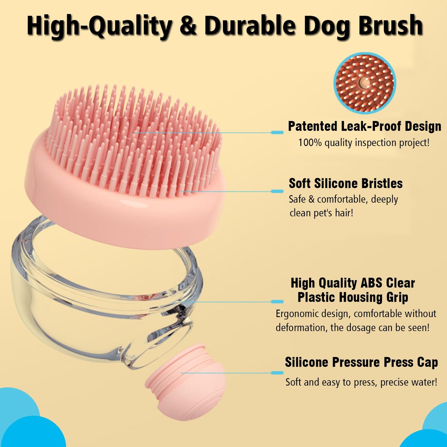 Pet Bath Brush 2-in-1 Silicone Shampoo Dispenser Grooming