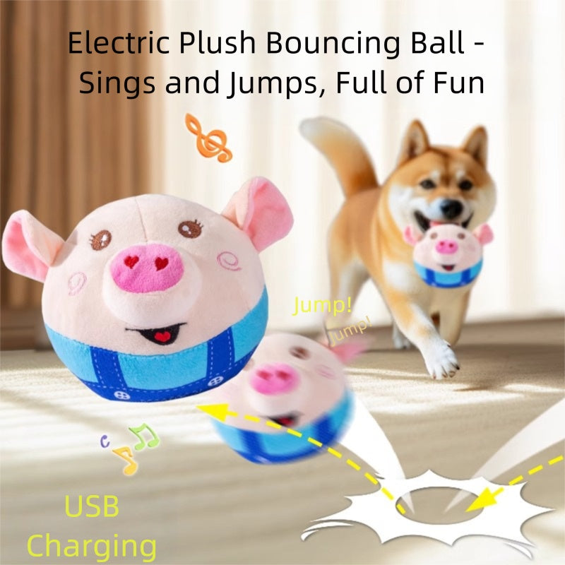 Dog Plush Piglet Toy, Electric Jumping Ball, Singing And Jumping, USB Rechargeable Pet Cat Interactive Toy | Purrfect Pet Kingdom