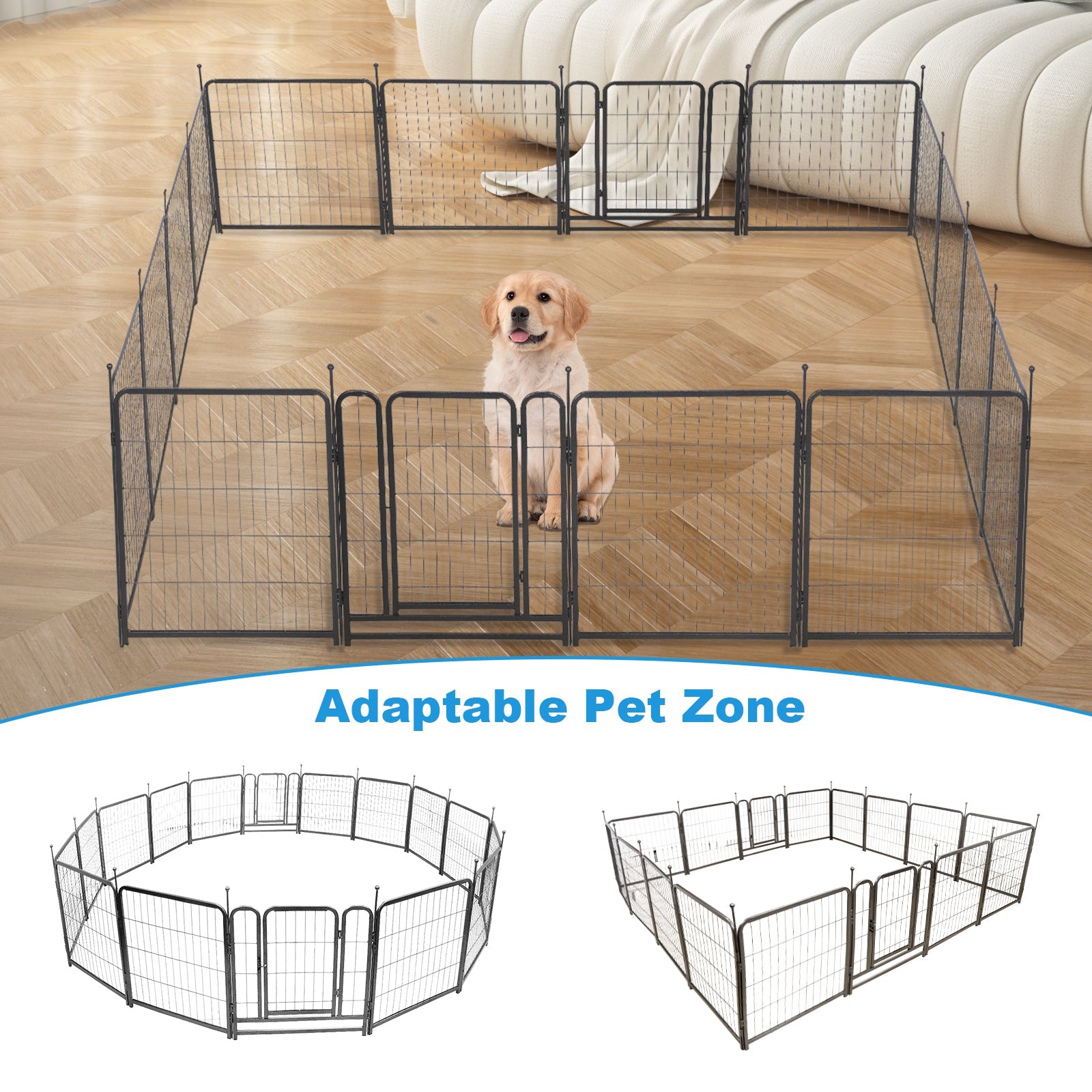16 Panels Dog Playpen for outdoor,yard,camping,24"Height dog fence with 2 doors. - Majestic Pet Kingdom