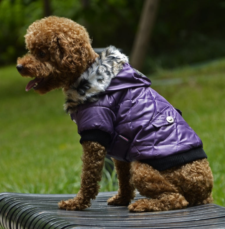 Cross-border pet supplies pet clothes dog clothes autumn and winter fur collar coat pet dog clothing - Majestic Pet Kingdom
