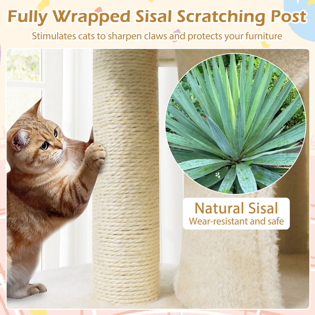 26 Inch Cat Tower with Large Padded Push Perch and Dual Condos - Majestic Pet Kingdom