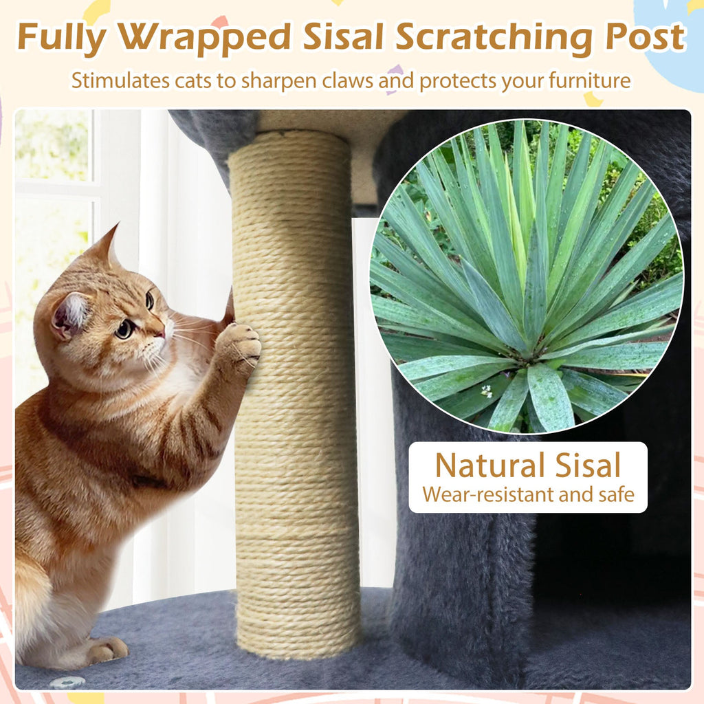 26 Inch Cat Tower with Large Padded Push Perch and Dual Condos - Majestic Pet Kingdom