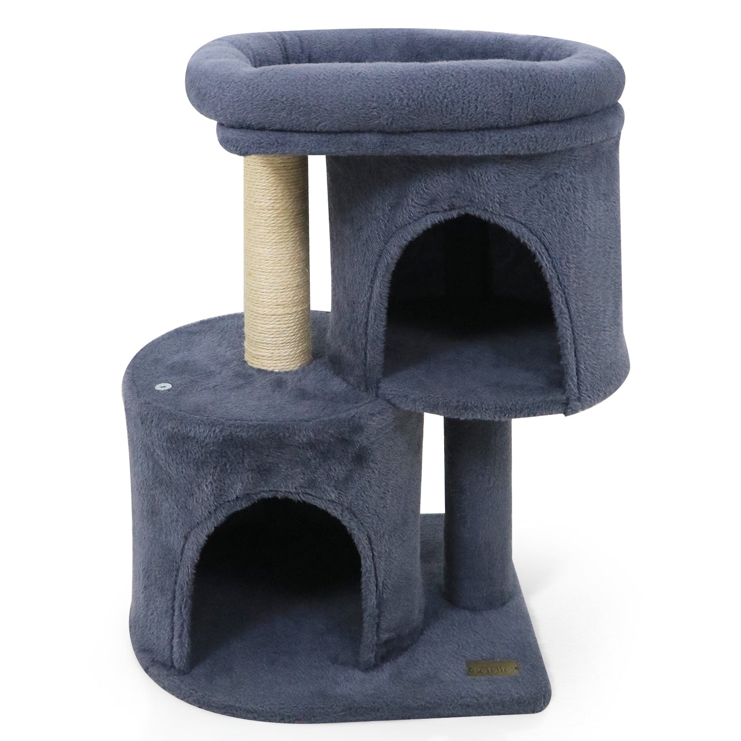26 Inch Cat Tower with Large Padded Push Perch and Dual Condos - Majestic Pet Kingdom