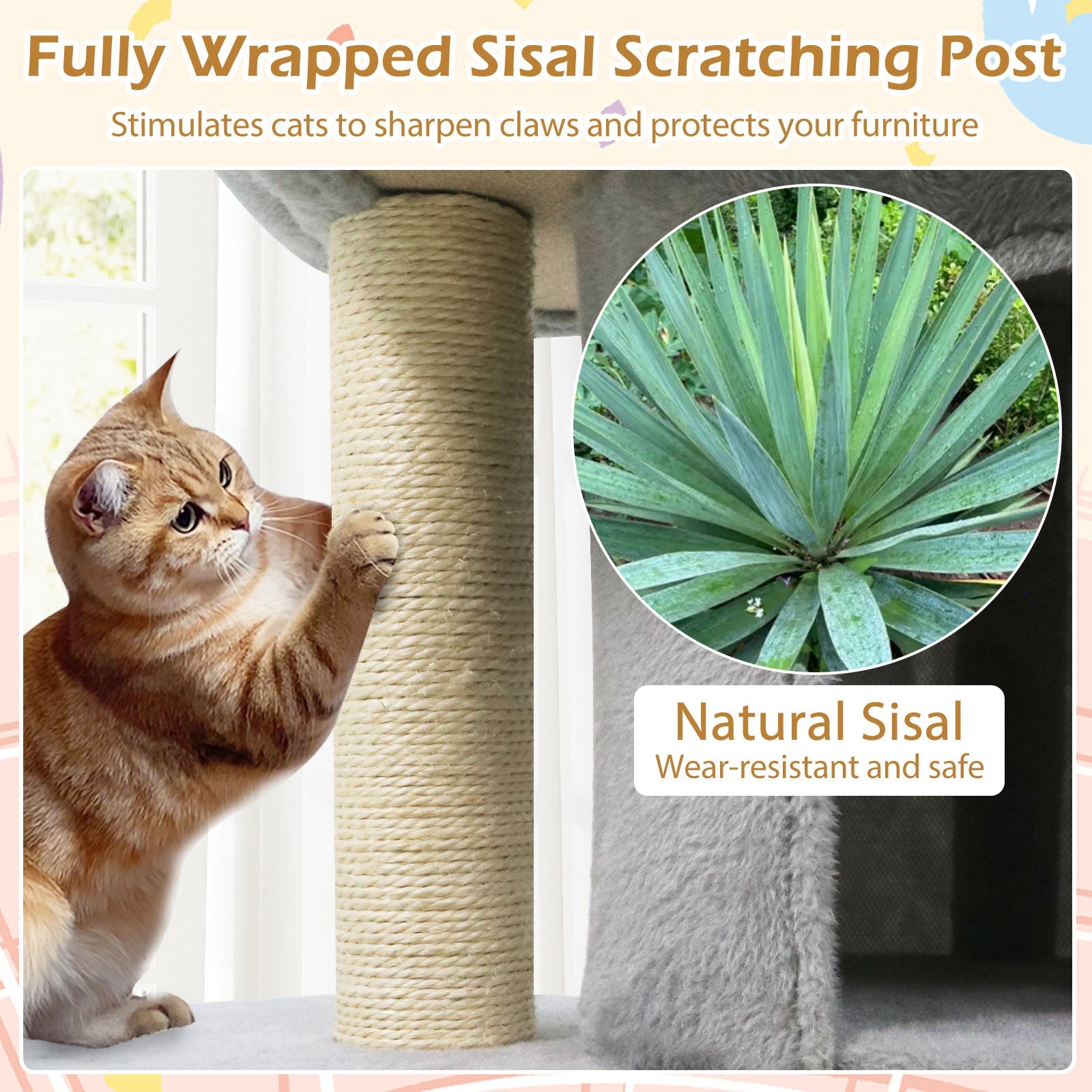 26 Inch Cat Tower with Large Padded Push Perch and Dual Condos - Majestic Pet Kingdom