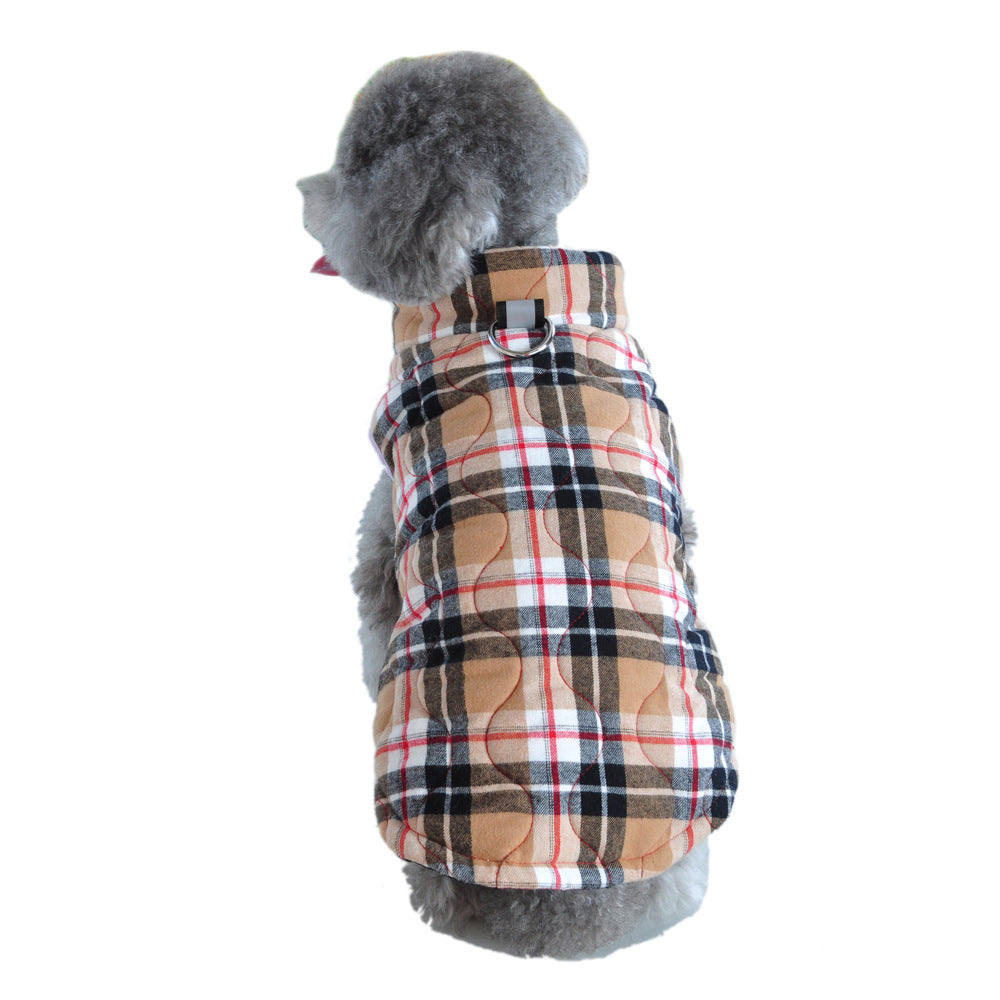 Winter Pet Dog Clothes Heavy Cotton Pet Clothes Jacket Plaid Zipper Down Jacket Pets Supplies - Majestic Pet Kingdom