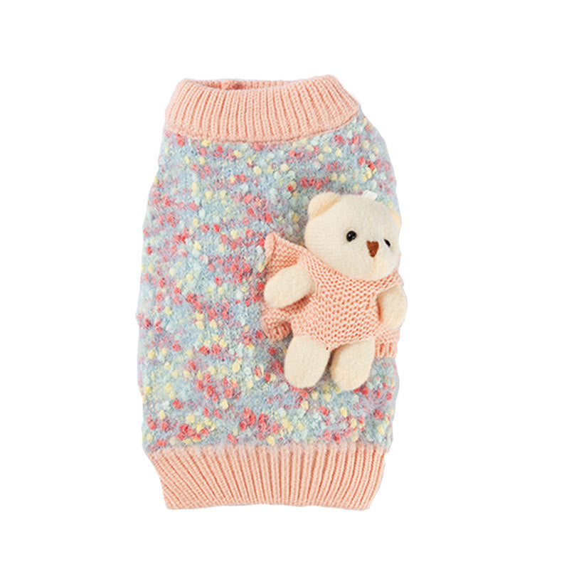 Autumn And Winter Pet Sweaters, Three-dimensional Bear Floral Yarn, Small And Medium-sized Dog Bichon Frise Yorkshire Terrier Pullover, Cat And Dog Clothes - Majestic Pet Kingdom