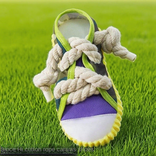 Durable Dog Toy Slippers for Self-Entertainment and Teeth Cleaning with Cotton Rope for Pet Dogs | Purrfect Pet Kingdom