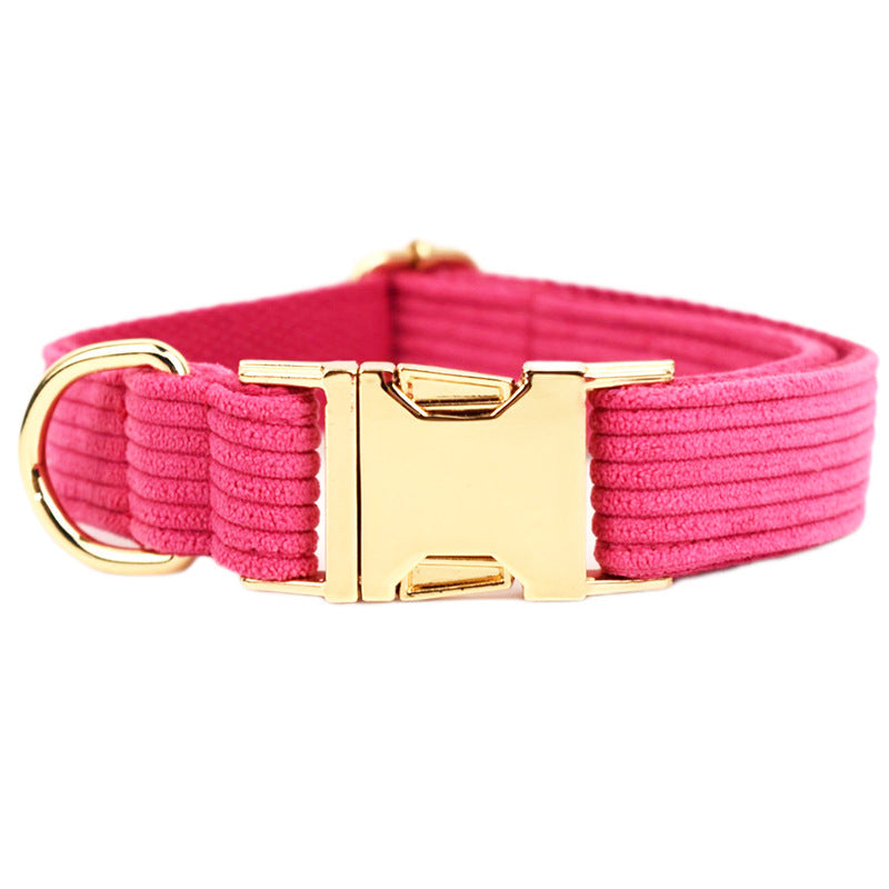 Dog Collar Velvet Fabric Soft Padded Gold Buckle Neck Strap - Detail Angle 2 | Majestic Pet Kingdom