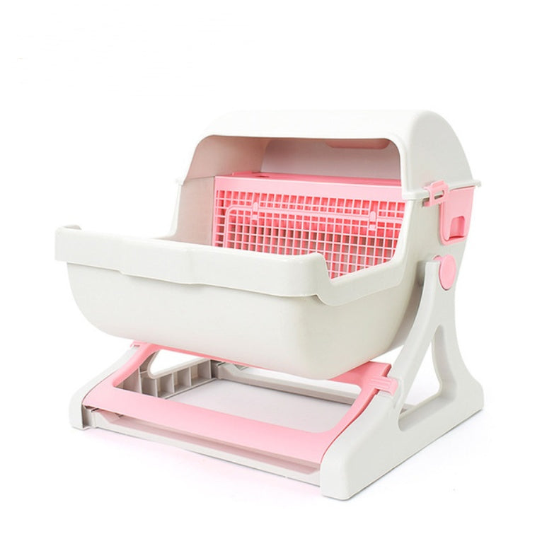 Cat Litter Box Semi-Enclosed Pet Toilet Pan Trainer