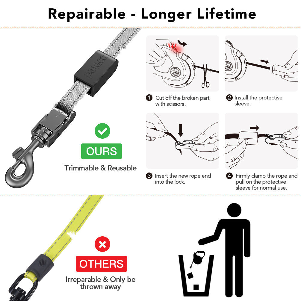 Reflective Retractable Dog Leash - Outdoor Pet Walking