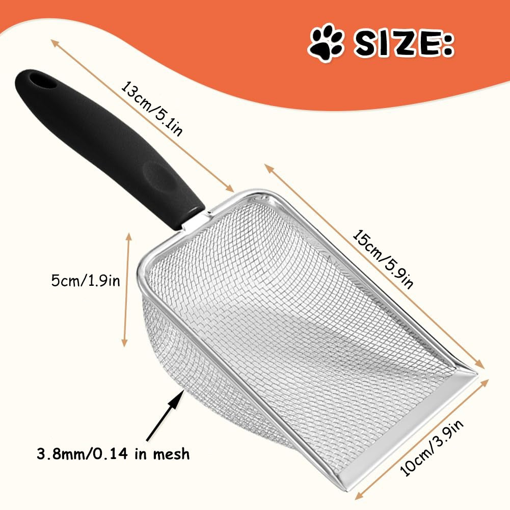 Cat Litter Scoop Stainless Steel Deep Sifter Shovel Tool Black - Detail Angle 2 | Majestic Pet Kingdom