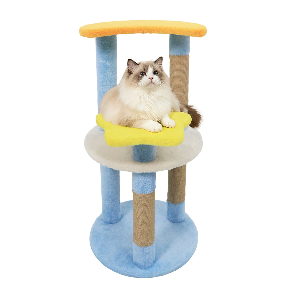 29 Inches Cute Modern Cat Tree with Star and Moon Shaped Platforms - Majestic Pet Kingdom
