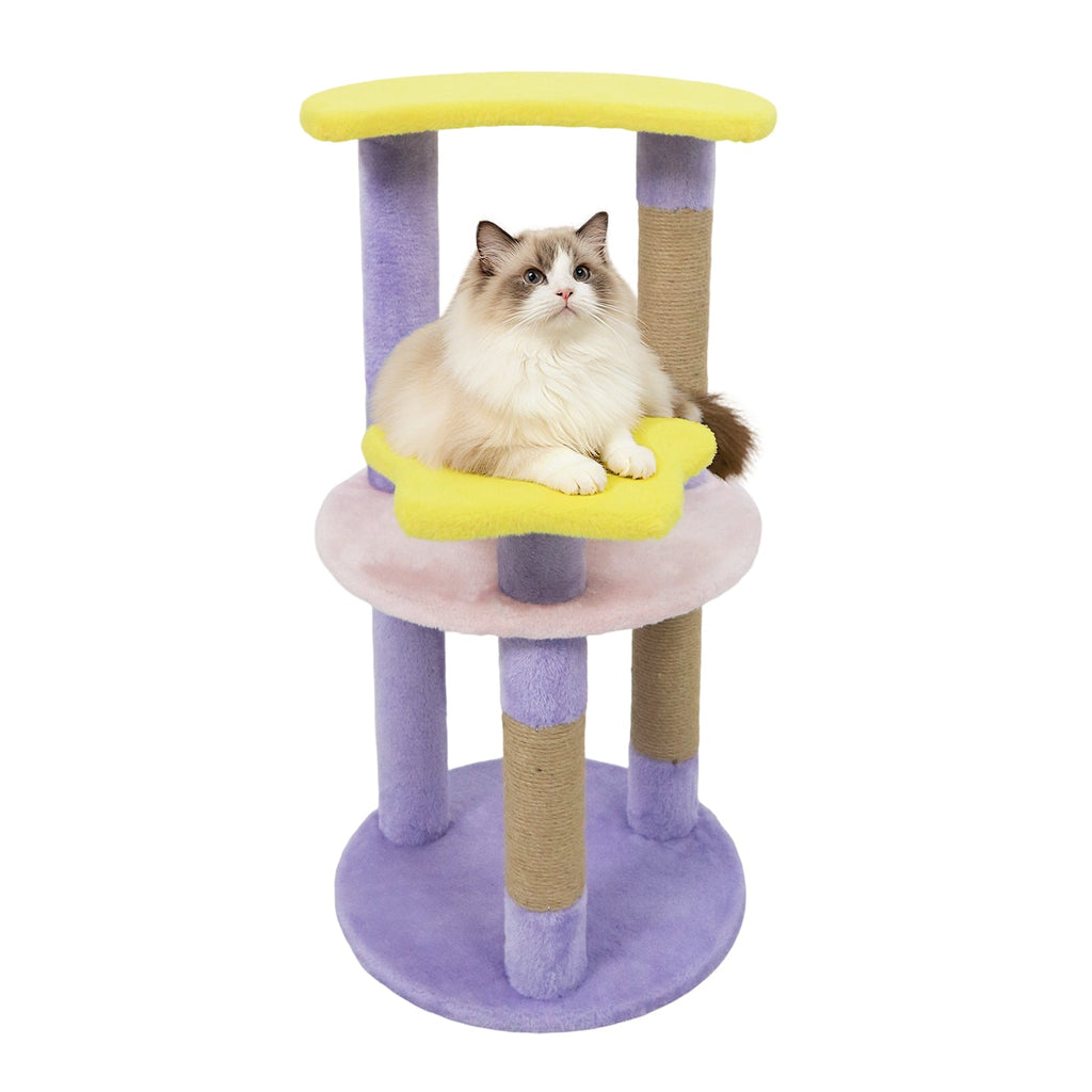 29 Inches Cute Modern Cat Tree with Star and Moon Shaped Platforms - Majestic Pet Kingdom