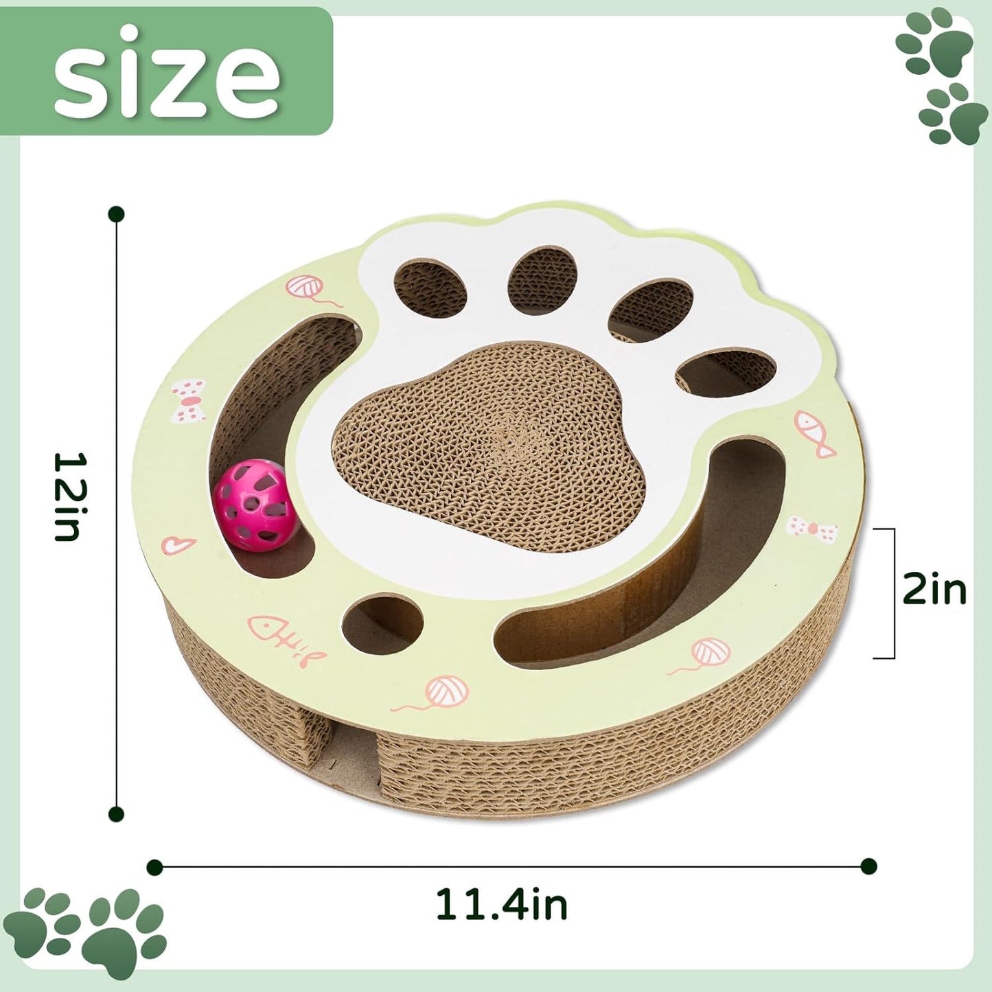 Cat Scratcher Round Cardboard Bowl with Interactive Track Ball - Detail Angle 2 | Majestic Pet Kingdom