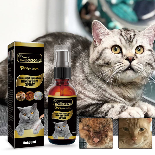 Cat Ringworm Spray, Pet Cats Anti-Mite Cat Moss Care Skin External Use Anti-Itch Spray - Detail Angle 2 | Majestic Pet Kingdom