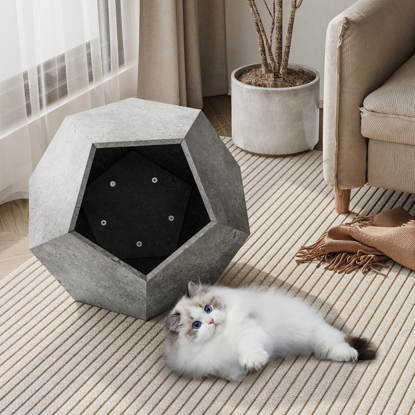 Cat Litter Box Enclosure Side Table - Modern Pet Furniture