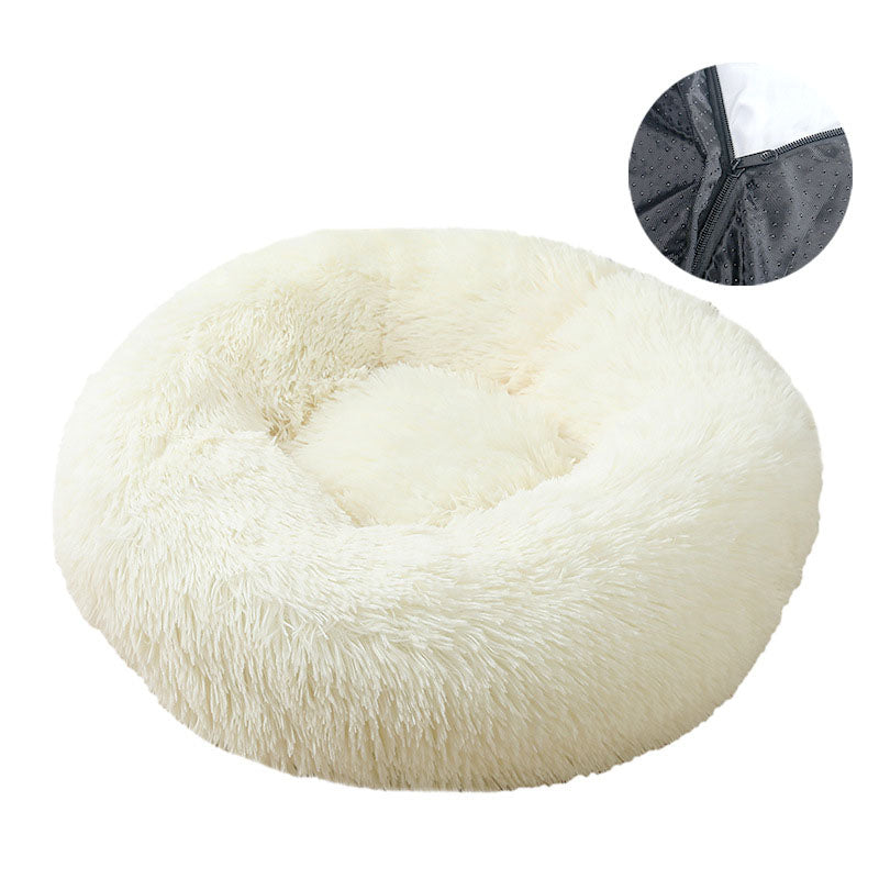 Dog Bed Round Plush Donut Removable Washable Warm Sleeping Mat - Detail Angle 6 | Majestic Pet Kingdom