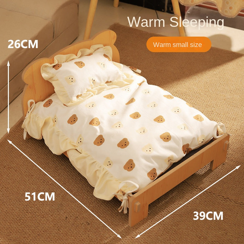 Cat Bed Universal Pet Bed Pet Nest Dog Nest Removable Solid Wood Bed Cute Kitten Princess Bed Pet Supplies - Detail Angle 6 | Majestic Pet Kingdom