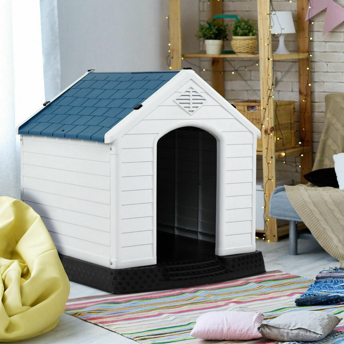 Indoor/Outdoor Waterproof Plastic Dog House Pet Puppy Shelter | Purrfect Pet Kingdom
