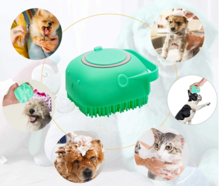 Dog Bath Brush Silicone Scrub Massage Dispenser Grooming Tool - Detail Angle 2 | Majestic Pet Kingdom