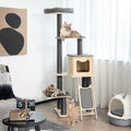 5-Tier Modern Wood Cat Tower with Washable Cushions-Gray - Majestic Pet Kingdom