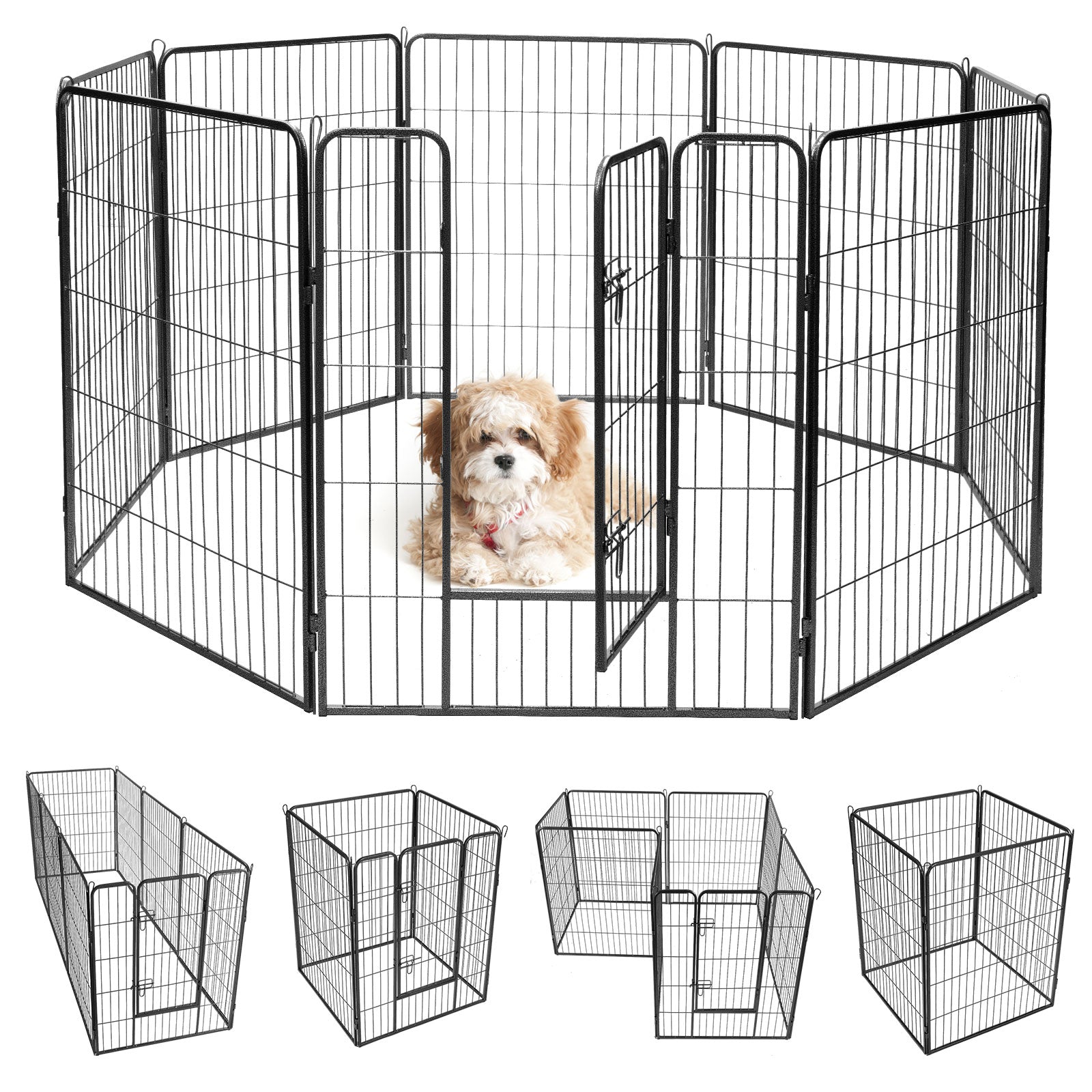 8 Metal Panel Heavy Duty Pet Playpen Dog Fence with Door-48 inches - Majestic Pet Kingdom