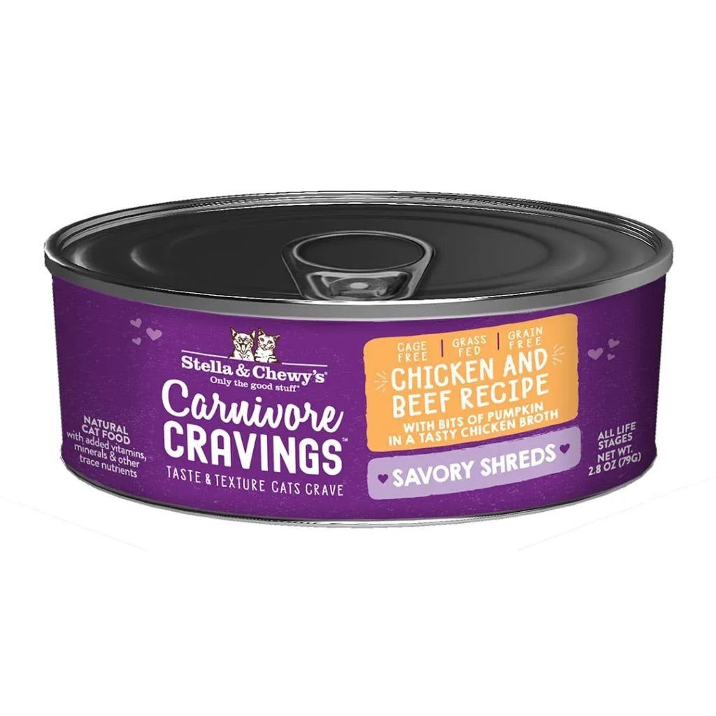 Stella & 's Carnivore Cravings Shredded Chicken & Beef Cat Cans (2.8oz) - Majestic Pet Kingdom