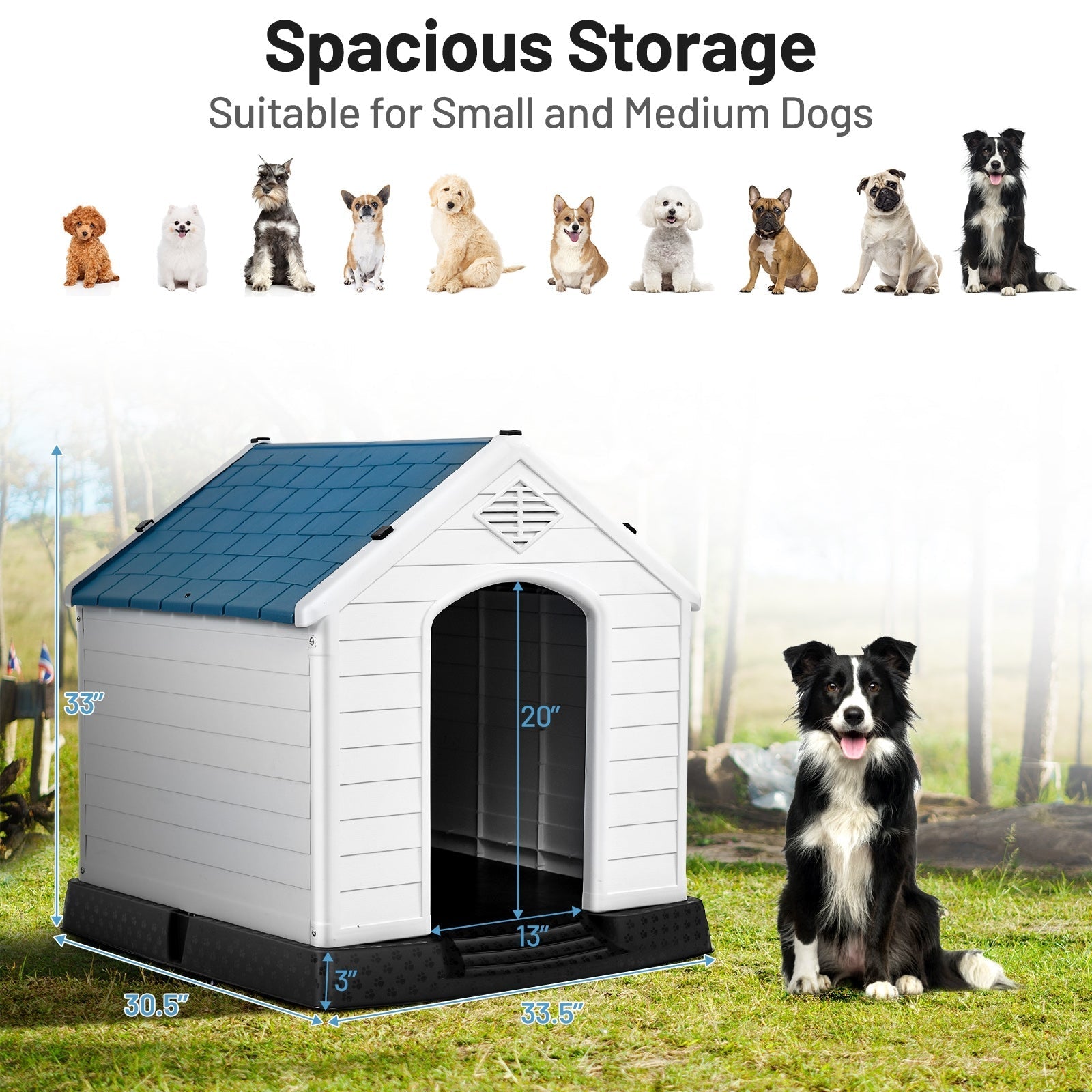 Indoor/Outdoor Waterproof Plastic Dog House Pet Puppy Shelter | Purrfect Pet Kingdom
